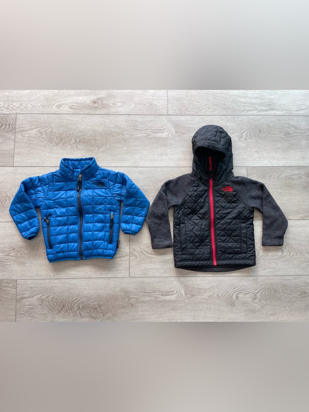 The North Face Kids' blue puffer & black hoodie jacket - 2 pc bundle EUC